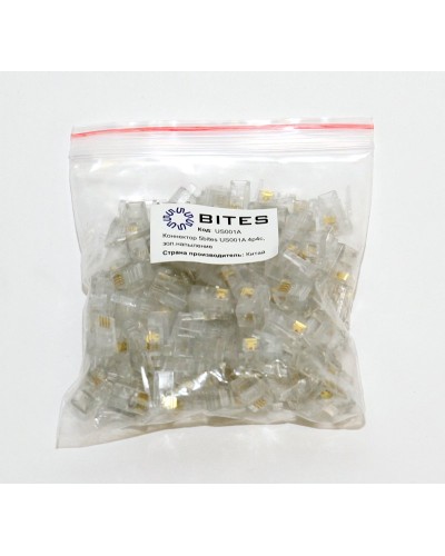 US010A (100шт). Телефонный разъем 4P4C (RJ-11). 5bites в Калуге