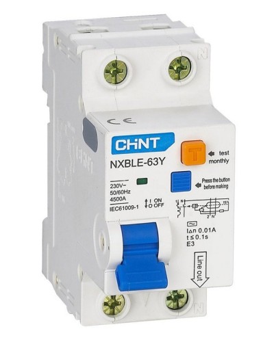 NXBLE-63Y (R) 1п+N C 6А 30мА электронный тип AC 4.5кА CHINT (105540). Автоматический выключатель дифференциального тока. CHINT в Калуге