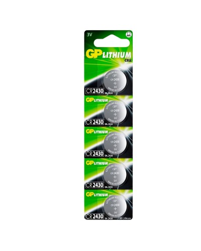 GP Lithium CR2430 (GP CR2430-2C5 100/1000), упак. 5 шт. БЛИСТЕР. Литиевые дисковые батарейки. GP Batteries в Калуге
