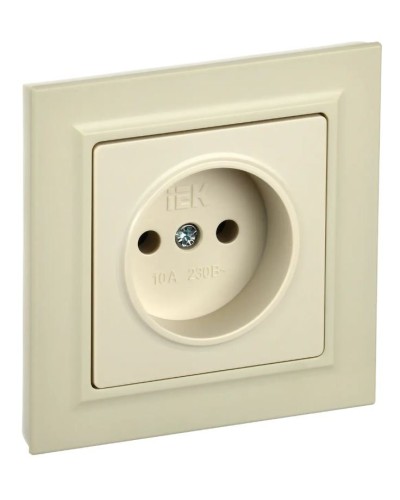 Розетка без з/к РС10-1-0-БрКр бежевый BRITE (BR-R10-10-K10). Розетка без заземления без защитных шторок. IEK в Калуге
