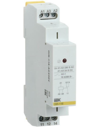 Реле промежуточное модульное OIR 1 контакт 16А 230В AC (OIR-116-AC230V). Реле промежуточное модульное. IEK в Калуге