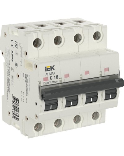 M10N 4P C 16А 10кА ARMAT (AR-M10N-4-C016). Автоматический выключатель. IEK в Калуге