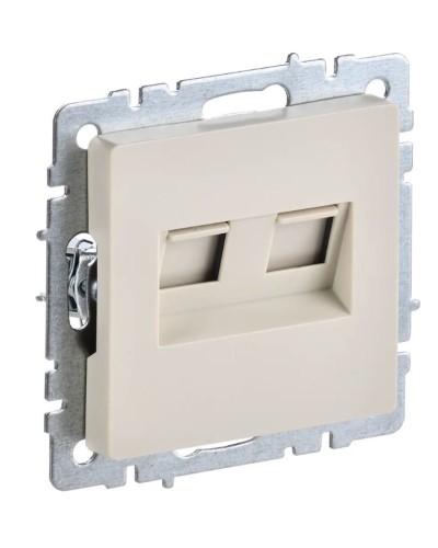 Розетка RJ45 РК10-2-БрКр кат.5E, бежевый BRITE (BR-K20-1-K10). Розетка компьютерная двойная. IEK в Калуге