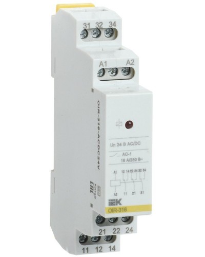 Реле промежуточное модульное OIR 3 контакта 16А 24В AC/DC (OIR-316-ACDC24V). Реле промежуточное модульное. IEK в Калуге