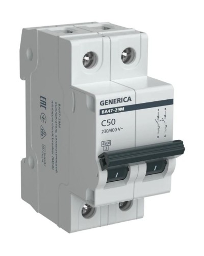 GENERICA ВА47-29М 2P C 50А 4,5кА (MVA21-2-050-C-G). Автоматический выключатель. IEK в Калуге