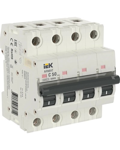 M06N 4P C 50А 6кА ARMAT (AR-M06N-4-C050). Автоматический выключатель. IEK в Калуге