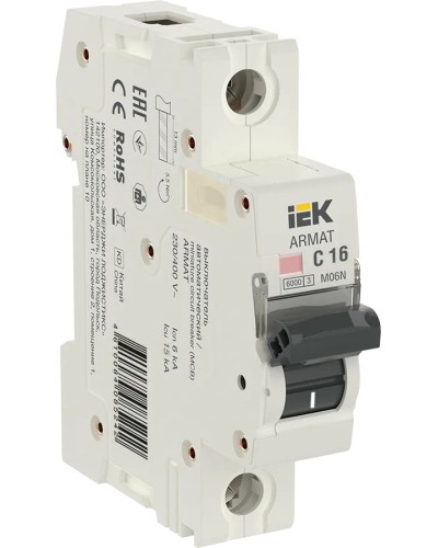 M06N 1P C 16А 6кА ARMAT (AR-M06N-1-C016). Автоматический выключатель. IEK в Калуге