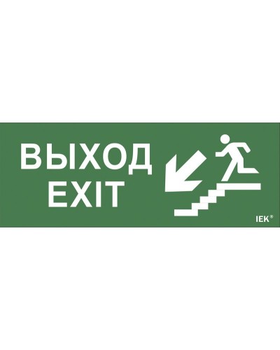 Самоклеящаяся этикетка Выход/лестница вниз/фигура (LPC10-1-24-09-VLVNF). Самоклеящаяся этикетка 240х90 мм. IEK в Калуге