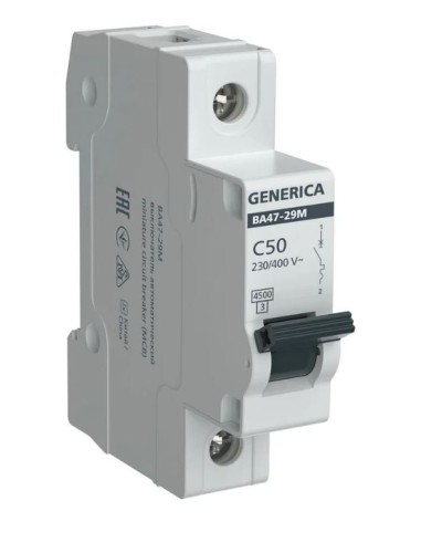 GENERICA ВА47-29М 1P C 50А 4,5кА (MVA21-1-050-C-G). Автоматический выключатель. IEK в Калуге