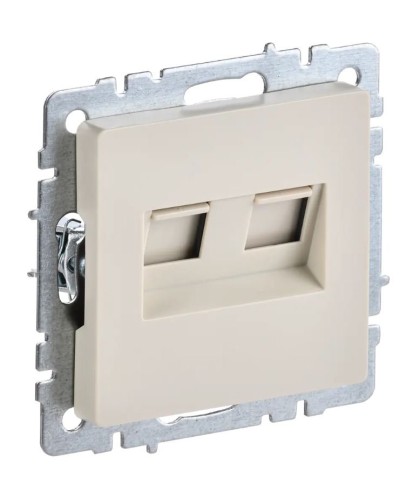 Розетка RJ11+RJ45 РК/Т12-БрКр бежевый BRITE (BR-KT20-O-1-K10). Розетка двойная. IEK в Калуге