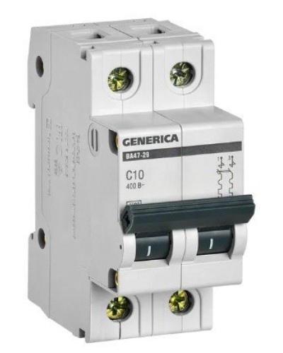 GENERICA ВА47-29 2P C 10А 4,5кА (MVA25-2-010-C). Автоматический выключатель. IEK в Калуге