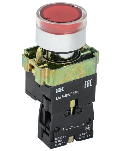 Кнопка LAY5-BW3461 с подсветкой красный 1з (BBT50-BW-K04). Кнопка с подсветкой. IEK в Калуге