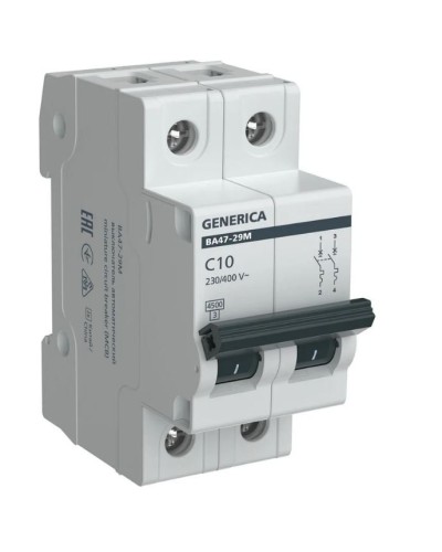 GENERICA ВА47-29М 2P C 10А 4,5кА (MVA21-2-010-C-G). Автоматический выключатель. IEK в Калуге