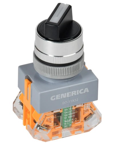 Переключатель D7-11X22 на 2 положения черный GENERICA (BSW50-11X22-3-22-2-K02-G). Переключатель с самовозвратом. IEK в Калуге
