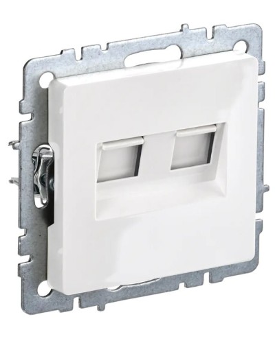 Розетка RJ45 РК10-2-БрБ кат.5E, белая BRITE (BR-K20-1-K01). Розетка компьютерная двойная. IEK в Калуге