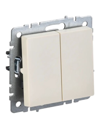 Выключатель 2-клавишный проходной ВС10-2-6-БрКр бежевый BRITE (BR-V22-0-10-K10). Выключатель. IEK в Калуге
