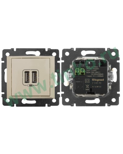 Розетка Valena двойная, USB, слоновая кость (774170). Розетка. LegranD в Калуге