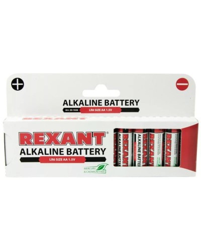 Алкалиновая батарейка AA/LR6 1,5 V 12 шт. REXANT (30-1026). Элемент питания. Rexant в Калуге