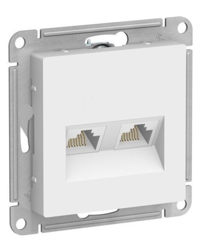 AtlasDesign розетка RJ45+RJ45, 2-местная, скрытой установки, механизм, белый (ATN000185). Розетка компьютерная. Systeme Electric в Калуге