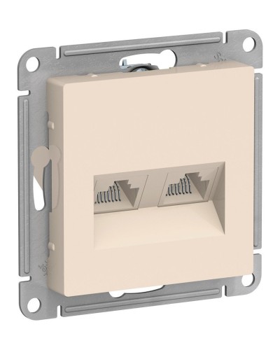 AtlasDesign розетка RJ45+RJ45, 2-местная, скрытой установки, механизм, бежевый (ATN000285). Розетка компьютерная. Systeme Electric в Калуге