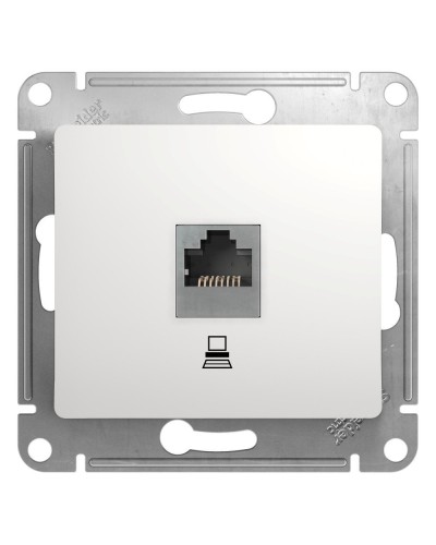 Glossa розетка RJ45 1-местная, кат. 5Е, скрытой установки, механизм, белый (GSL000181K). Розетка компьютерная. Systeme Electric в Калуге