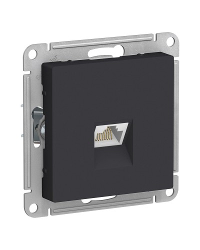 AtlasDesign розетка RJ45, кат. 5Е, 1-местная, скрытой установки, механизм, карбон (ATN001083). Розетка компьютерная. Systeme Electric в Калуге