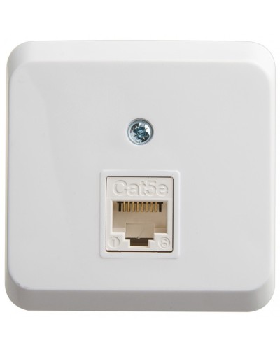 Этюд розетка RJ45 1-местная, кат. 5Е, открытой установки, белый (KOMA-001B). Розетка компьютерная. Systeme Electric в Калуге