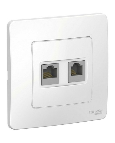 BLANCA розетка RJ45+RJ11 2-местная, кат. 5Е, скрытой установки, белый (BLNIS045111). Розетка компьютерная + телефонная. Systeme Electric в Калуге