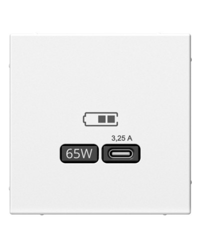 ArtGallery розетка USB тип-С 65Вт высокоскоростной заряд. QC, PD, скрытой установки, механизм, белый (GAL000127). Розетка USB. Systeme Electric в Калуге