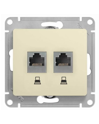 Glossa розетка RJ11+RJ45, 2-местная, кат. 5Е, скрытой установки, механизм, бежевый (GSL000285). Розетка компьютерная + телефонная. Systeme Electric в Калуге