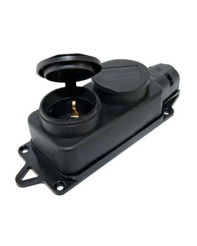 Розетка двухместная 2Р+РЕ 16А 250В IP44 (SQ0612-0010). Розетка двухместная с заглушками каучук. TDM ЕLECTRIC в Калуге