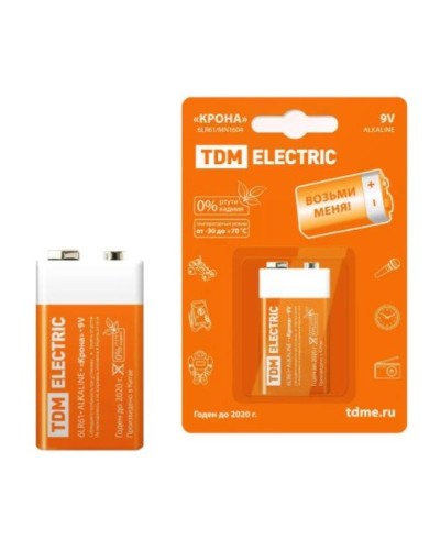 6LR61 Крона 9V BP-1 TDM (SQ1702-0013). Элемент питания. TDM ЕLECTRIC в Калуге