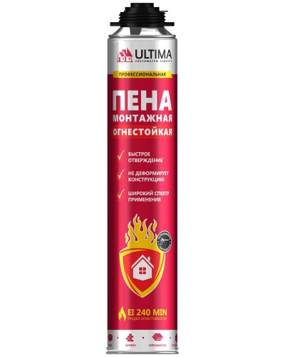 Пена огнестойкая ULTIMA PRO, 750 мл. Пена монтажная профессиональная. ULTIMA в Калуге