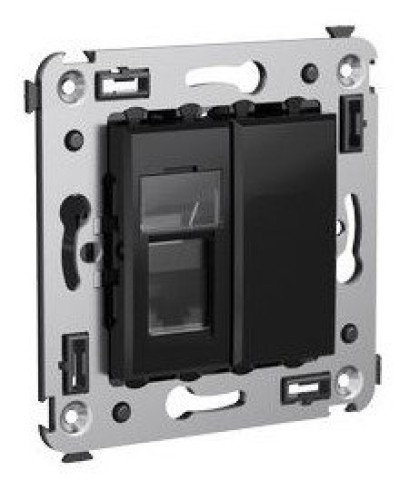 Розетка RJ-45 в стену Avanti одинарная черный квадрат (4402463). Розетка компьютерная. ДКС в Калуге