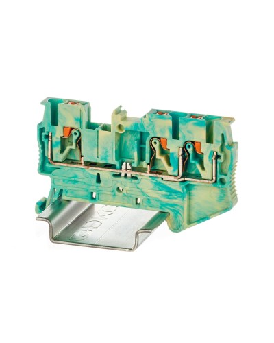 Клемма заземления, 3 точки подключения, 2.5 кв.мм (VPR-2.5-TWIN-PE-YG). Клемма заземления, зажим push-in. ДКС в Калуге