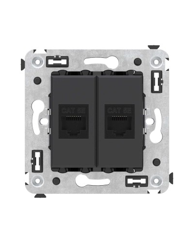 Розетка RJ-45 в стену, кат.5E, Avanti, двойная, черный матовый (4412664). Розетка компьютерная. ДКС в Калуге