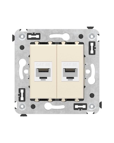 Розетка RJ-45 в стену, кат.5E, Avanti, двойная, ванильная дымка (4405664). Розетка компьютерная. ДКС в Калуге