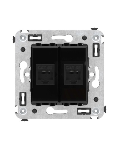 Розетка RJ-45 в стену, кат.5E, Avanti, двойная, черный квадрат (4402664). Розетка компьютерная. ДКС в Калуге