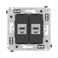 Розетка RJ-45 в стену, кат.6E, Avanti, двойная, черная матовая (4412764). Розетка компьютерная. ДКС