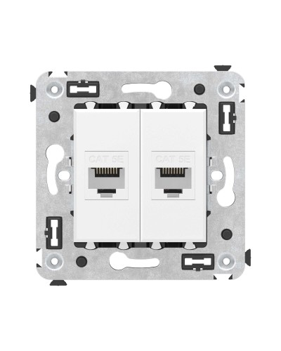 Розетка RJ-45 в стену, кат.5E, Avanti, двойная, белое облако (4400664). Розетка компьютерная. ДКС в Калуге