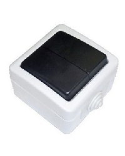 Переключатель двухклавишный 2-полюсный с 2 мест EF602SA, серый, LK Aqua (80006). Переключатель. Экопласт в Калуге