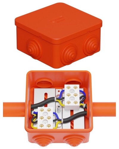Коробка JBS080 85х85х50, 6 вых., 3P (0,15-4,0 мм²) (43101HF). Коробка монтажная, огнестойкая, без галогена. Экопласт в Калуге