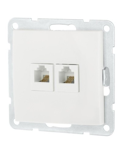 Розетка телефонная двойная 2xRJ-12 с накладкой, белый LK60 (865604-1). Розетка телефонная. Экопласт в Калуге