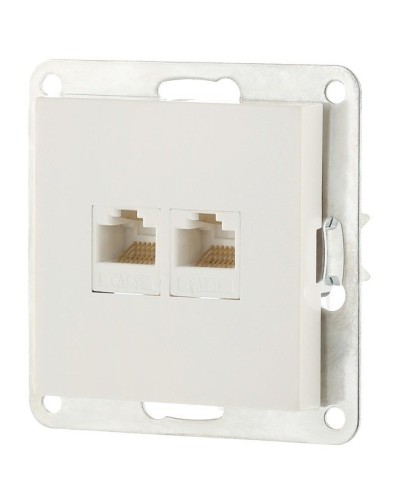 Розетка 2xRJ-45 кат.5е с накладкой, белый LK80 (846204-1). Розетка компьютерная двойная. Экопласт в Калуге