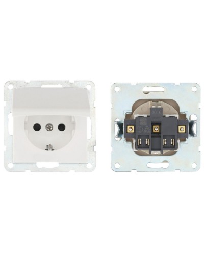 Розетка с з/к, шторками и крышкой, белый LK60 (863404-1). Розетка. Экопласт в Калуге