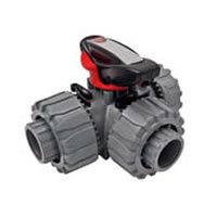 Ecoplast Кран шаровой трехходовой ПВХ D25 (уплотнение TPV, остальное EPDM) с муфтовым окончанием (49448). Кран шаровой, с муфтовым окончанием. Экопласт